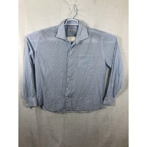Peter Millar Shirt Mens XL Blue Geometric Pattern Button Up Long Sleeve Pocket